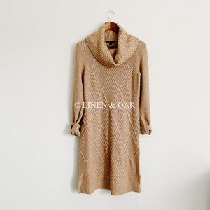 BANANA REPUBLIC | Sweater Dress Cowl Neck Tan Long Sleeve Size Small S